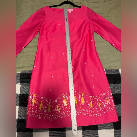 Lilly‎ Pulitzer Shift Dress Size 6 Pink Embellished Preppy Knee Length Jersey - Picture 15 of 16